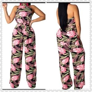 Sz XL Pink feather print top, pants suit